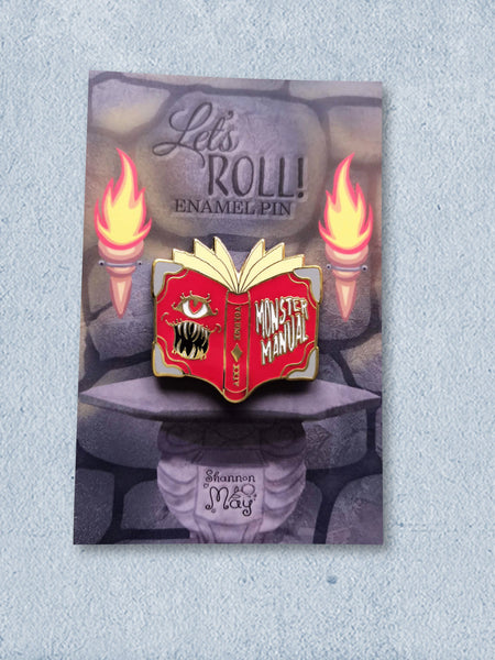 Monster Manual Hard Enamel Pin - Let's Roll Tabletop RPG Pin Collection