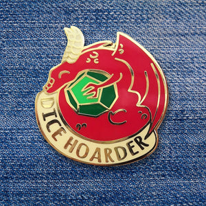 'Ruby Covets Emeralds' Dice Hoarder Dragon Hard Enamel Pin (LE 100)